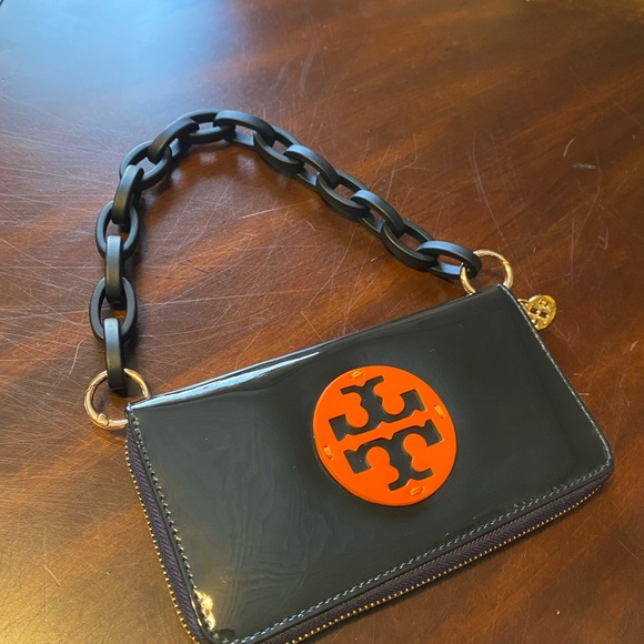 Tory Burch Handbags - Tory Burch Black and Orange Clutch